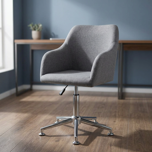 Chaorui <b>Black</b> Fabric <b>Office</b> <b>Chair</b> Chrome Base Iron Frame Swivel Modern Design Comfortable Stylish Adjustable Armrest Tapered - Product Image 4