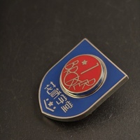 Épinglette magnétique interchangeable en forme de bouclier, émail bleu, alliage de zinc, idéale pour les adhésions à l'académie et l'identification d'entreprise