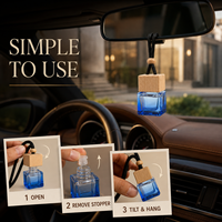 Diffuseur de parfum pour voiture personnalisé en verre suspendu avec bouchon en bois, logo personnalisé, couleur et parfum sur mesure, OEM, ODM, marque privée, vente en gros, cadeau