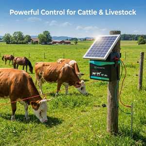 Kit de clôture électrique solaire 12KV Haute tension Impulsions Énergisant <span class=keywords><strong>pour</strong></span> la sécurité des fermes et le contrôle du bétail avec écran LCD étanche - Product Image 3