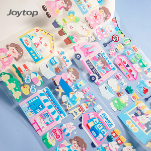 Joytop Vente en gros OEM Logo personnalisé Autocollants en PVC gonflés écologiques mignons de dessins animés avec paillettes, imperméables, pour la classe, le <span class=keywords><strong>scrapbooking</strong></span>, cadeaux pour enfants - Product Image 3