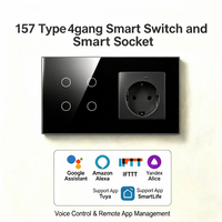 Interrupteur intelligent WiFi UBARO 157 Type, prise standard européenne, verre trempé, IP20, commande à distance par application murale, Google Assistant, Alexa Voice