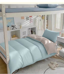 ผ้านวมคลุมเตียงสามชิ้นผ้าฝ้ายสีฟ้าอ่อนสำหรับเตียงเดี่ยวหอพักสไตล์เรียบง่ายสำหรับนักศึกษาวิทยาลัย - Product Image 5