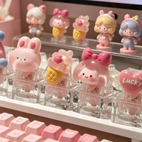 Hot Popular Cute Acrylic Keycap Cartoon Keyboard Keychain Creative Colorful Decompression Toy & Gift for Adults