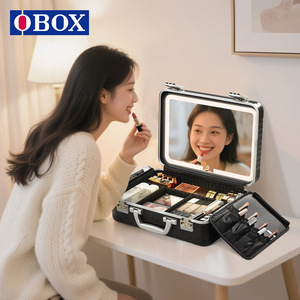 Trousse de Maquillage Professionnelle avec Miroir et Lumière, Noir Argenté, Matériaux ABS PC, Grande Capacité, Portable pour Rangement Domestique, Modèle 2025 - Product Image 2