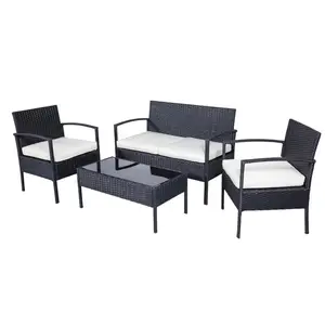 YOHO Design moderno 4 pezzi Set di mobili da esterno KD vimini e Rattan per soggiorno nel cortile sul retro-include divano componibile