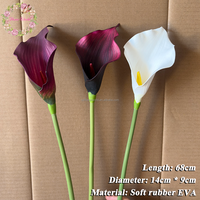 Lys Calla artificiel grand format en EVA, toucher réel, couleur Bourgogne, tige unique, idéal pour bouquets de mariage et décorations florales - Vente chaude