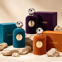 Flacon de parfum de luxe cylindrique à fond épais 50 ml, flacon vide floqué rechargeable avec pulvérisateur, flacon de parfum en verre à sertir avec boîte