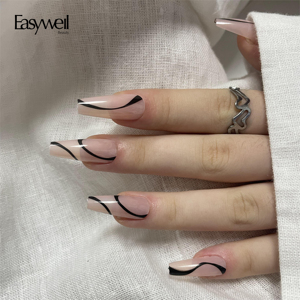 Лидер продаж, длинные черные и розовые ногти для гроба, ручной работы, с акриловой коробкой, искусственные ногти для ногтей - Product Image 2