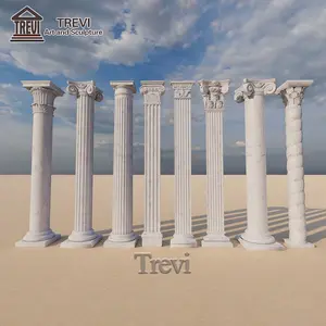 大理石の柱とローマの柱天然ホワイトスクエア