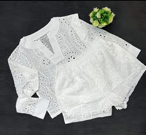 Ensemble 2 pièces pour femme S-8816, tendance printemps-été, style streetwear, <span class=keywords><strong>haut</strong></span> à manches longues, col en V, ajouré, transparent, et short - Product Image 4