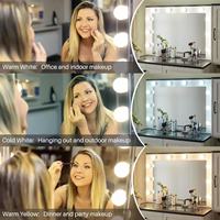 Coiffeuse de chambre avec tabouret - Miroir LED mobile tricolore - Ensemble de table de maquillage avec tiroirs de rangement