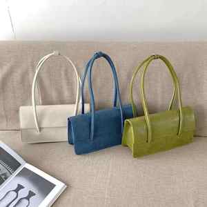 Sac à bandoulière portable pour femme en cuir PU ciré de luxe, style rétro, nouveau modèle, simple, à une seule bandoulière - Product Image 3