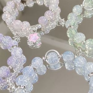 Pulsera de cuentas de cristal craquelado INS Fantasy Popcorn con dije de estrella, color degradado, para niñas y mujeres, pulseras de la amistad, regalo de joyería - Product Image 6