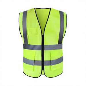 Gilet de sécurité haute visibilité réfléchissant avec fermeture éclair, vêtements de travail avec poches, respirant, maille 120g pour les travailleurs de la construction routière et du trafic - Product Image 3