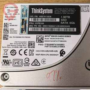4XB7A13636 01PE339 SFF S4610 1.92TB 2.5-inch SATA 6Gbps Hot Swap SSD Solid State <b>Drive</b> For ThinkSystem Bid Data Center Server - Product Image 1