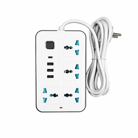 Multiprise transfrontalière la plus vendue en matériau PP, avec câble de 3 m, 6 prises et ports USB, pour usage domestique et professionnel