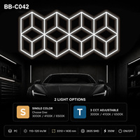 Plafonnier LED linéaire géométrique à 4 cubes, modulaire et connectable, pour garage, atelier et atelier de detailing automobile