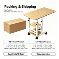 Table d'appoint mobile en forme de C à hauteur réglable, roulettes pivotantes silencieuses à 360 degrés avec freins, bureau pour ordinateur portable en bois et métal, étagères de rangement