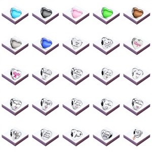 Charm de Plata 925 de Alta Calidad, Estilo Vintage, con Zirconia en Forma de Corazón y <span class=keywords><strong>Letras</strong></span> Grabadas, para el Día de la Madre - Product Image 2