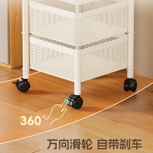 Kitchen Storage Cart With Baskets 4 Tier Movable <b>Rolling</b> For Vegetable <b>Fruit</b> Organization Multifunctional Household Use - Product Image 4