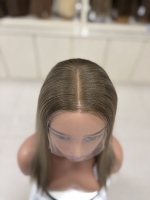 Perruque frontale en dentelle suisse HD en cheveux humains vierges, sans colle, transparente et respirante, avec bonnet, pour un look naturel, taille petite/moyenne, vente en gros