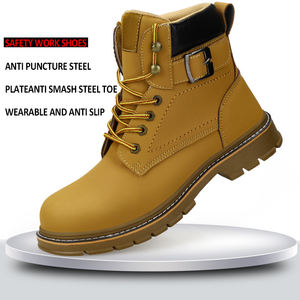أحذية سلامة مريحة ومقاومة للماء للعمل، بوت للكاحل من الجلد الطبيعي للرجال بمقدمة فولاذية، أحذية عمل للجنسين - Product Image 2
