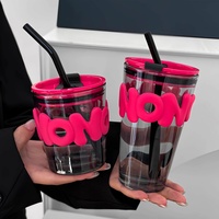 Vaso de Vidrio con Pajita, Diseño Atractivo, Venta al Por Mayor, Personalizable con Logotipo, para Bebidas, Jugos, Café, Botella de Agua Portátil