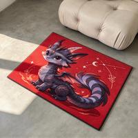 Tapis tufté personnalisé avec motif graphique, tapis de sol en peluche rectangulaire à l'art animalier fantastique, tapis imprimé avec image personnalisée pour la décoration de chambre