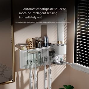 Nuevo Dispensador Automático de Pasta de Dientes y Soporte para Cepillos de Dientes - Montaje en Pared, Adhesivo Sin Perforaciones, Diseño a Prueba de Polvo - Product Image 1