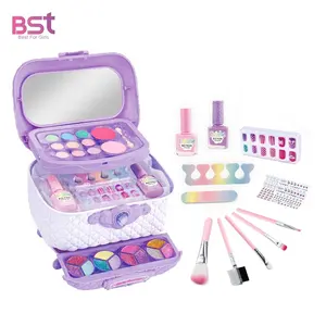 Encantadora maleta, juego de juguetes cosméticos, Kit de maquillaje para bebés, prensa para niños en las uñas, caja de maquillaje para niños para niñas pequeñas