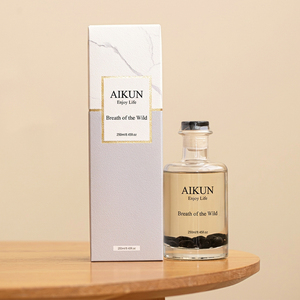 Aikun Low MOQ 7 Day Ship 250ml Marble Foil Box Glass <b>Bottle</b> Transfer Logo Any Scent Lasting <b>Reed</b> <b>Diffuser</b> Set for Office Buyer - Product Image 1