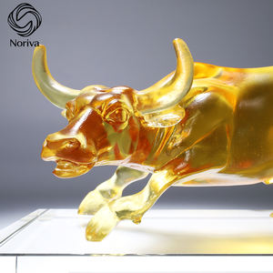 שיפוע צבע אמנותי שיפוע קריסטל שור פסל עבודת יד שור figbine הדפסה אמנות מודרנית דף בית מתנה קולקנת noriva noriva - Product Image 5