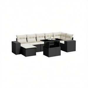 Modular Black Pe Rattan Garden <b>Sofa</b> <b>Set</b> High Density Foam Cushions Outdoor Furniture Elegant Design - Product Image 1