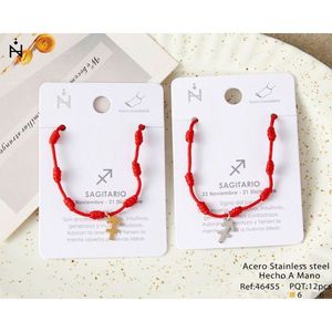 Cavigliera Sagittario Sette Stelle con Cordino Rosso Intrecciato Fatto a Mano in Acciaio Inossidabile, Gioiello Zodiacale per Donna, Cavigliere alla Moda - Product Image 1