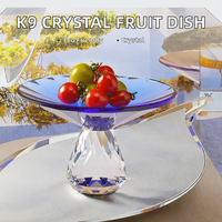 Plat à fruits rond en cristal K9 brillant, design européen, plateau à collation et dessert, tendance mode, objet de collection artistique pour la décoration intérieure