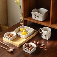 Assiettes en céramique, plats à collation et tasses à café à motifs de chiots de dessin animé rétro et de forêt de Louis, vaisselle quotidienne pour la maison
