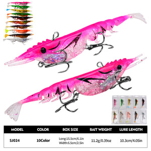Appât souple multi-articulé en forme de <span class=keywords><strong>crevette</strong></span> avec hameçon triple renforcé, 103 mm, 11,2 g, 10 couleurs, avec paillettes, pour la pêche en eau salée - Prix abordable - Product Image 3