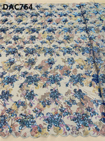 Tissu de dentelle de broderie à paillettes, tissu de mariage à paillettes ornées de dentelle en maille imprimée