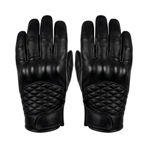 black cow leather riding gloves full finger motorbike gloves quilted <b>back</b> non slip outdoor sports - Product Image 1