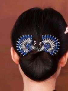Pince à cheveux artisanale en alliage avec strass et plumes, pour chignon, torsades et coiffures françaises, pour femme - Product Image 3