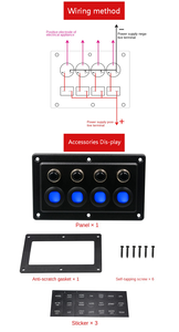 แผงสวิตช์ Yuhe YH-DH4-QC 12V 4 ช่อง สำหรับเรือ พร้อมกล่องควบคุมและสวิตช์กุญแจ ระดับ IP65 สำหรับยานพาหนะออฟโรด สวิตช์กุญแจ - Product Image 5