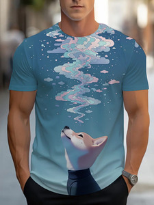 เสื้อยืดแขนสั้นแบบสลิมฟิตสำหรับผู้ชายมีความยืดหยุ่นเล็กน้อยและไม่มีความแน่นสำหรับการเดินทางทำให้ดูผอมลง - Product Image 2
