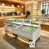 Vitrina Congeladora Curva de Vidrio para Helados, Mostrador Comercial para Gelato Duro
