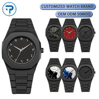 Montre Homme Haut de Gamme à Cadran en Verre, Bracelet en Plastique, Chiffres Arabes, Personnalisable, Étanche, Ultra Fine, en Polycarbonate, à Quartz Arabe
