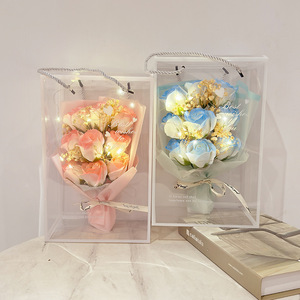 Coffret Cadeau de Savons en Forme de Rose pour les Fêtes, Boîte Cadeau Portable avec Fleurs Séchées, Idéal pour la Saint-Valentin, Cadeau Créatif, Vente en Gros - Product Image 1
