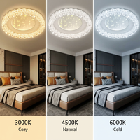 Plafonnier LED moderne et élégant de l'usine de Zhongshan avec cadre en cristal concassé pour chambre de luxe, protection oculaire et décoration