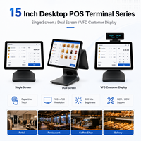 Terminal POS Layar Sentuh Desktop 15 Inci dengan Layar Tunggal untuk Kasir Restoran dan Ritel
