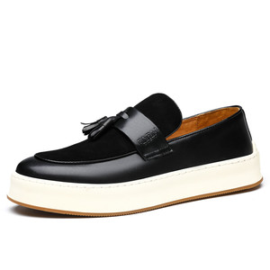 FAPAI DUSHI Men's Casual Slip-on Loafers <b>Black</b> <b>Low</b> <b>Heel</b> Solid Color Non-slip Outdoor Wear - Product Image 5