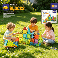 Blocs de construction magnétiques de 5,5 cm - Jouet éducatif STEM 3D - Ensemble de train et de véhicules pour enfants - Cadeau pour enfants